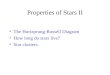Properties of Stars II The Hurtzprung-Russell Diagram How long do stars live? Star clusters