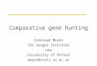 Comparative gene hunting Irmtraud Meyer The Sanger Institute now University of Oxford meyer@stats.ox.ac.uk