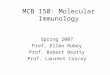 MCB 150: Molecular Immunology Spring 2007 Prof. Ellen Robey Prof. Robert Beatty Prof. Laurent Coscoy
