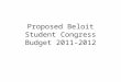 Proposed Beloit Student Congress Budget 2011-2012