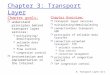 3: Transport Layer3a-1 Chapter 3: Transport Layer Chapter goals: r understand principles behind transport layer services: m multiplexing/demultiplex ing