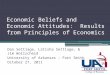 Economic Beliefs and Economic Attitudes: Results from Principles of Economics Dan Settlage, Latisha Settlage, & Jim Wollscheid University of Arkansas –