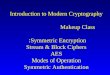 Introduction to Modern Cryptography Makeup Class Symmetric Encryption: Stream & Block Ciphers AES Modes of Operation Symmetric Authentication