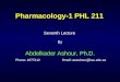 Pharmacology-1 PHL 211 Seventh Lecture By Abdelkader Ashour, Ph.D. Phone: 4677212Email: aeashour@ksu.edu.sa