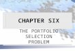 CHAPTER SIX THE PORTFOLIO SELECTION PROBLEM. INTRODUCTION n THE BASIC PROBLEM: given uncertain outcomes, what risky securities should an investor own?