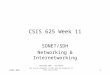 CSIS 6251 CSIS 625 Week 11 SONET/SDH Networking & Internetworking Copyright 2001 - Dan Oelke For use by students of CSIS 625 for purposes of this class