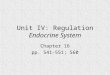Unit IV: Regulation Endocrine System Chapter 16 pp. 541-551; 560