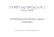 CS 182/Ling109/CogSci110 Spring 2008 Reinforcement Learning: Basics 3/20/2008 Srini Narayanan – ICSI and UC Berkeley