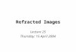 Refracted Images Lecture 25 Thursday: 15 April 2004