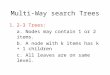 Multi-Way search Trees 1.2-3 Trees: a. Nodes may contain 1 or 2 items. b. A node with k items has k + 1 children c. All leaves are on same level