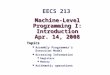 Machine-Level Programming I: Introduction Apr. 14, 2008 Topics Assembly Programmer’s Execution Model Accessing Information Registers Memory Arithmetic