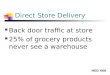 HED 460 Direct Store Delivery Back door traffic at store 25% of grocery products never see a warehouse