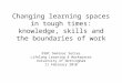 Changing learning spaces in tough times: knowledge, skills and the boundaries of work ESRC Seminar Series Lifelong Learning & Workspaces University of