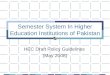 Semester System In Higher Education Institutions of Pakistan HEC Draft Policy Guidelines (May 2008)