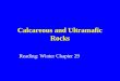 Calcareous and Ultramafic Rocks Reading: Winter Chapter 29