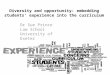 Diversity and opportunity: embedding students’ experience into the curriculum Dr Sue Prince Law School University of Exeter