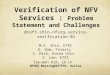 Verification of NFV Services : Problem Statement and Challenges draft-shin-nfvrg-service-verification-01 M-K. Shin, ETRI K. Nam, Friesty S. Pack, Korea