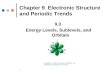 1 Chapter 9 Electronic Structure and Periodic Trends 9.3 Energy Levels, Sublevels, and Orbitals Copyright © 2008 by Pearson Education, Inc. Publishing