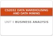 UNIT II BUSINESS ANALYSIS CS2032 DATA WAREHOUSING AND DATA MINING