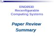 ENG6530 Reconfigurable Computing Systems Paper Review Paper ReviewSummary