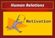 Human Relations Motivation. Motivation Is an internal or external stimulus that arouses enthusiasm and persistence in pursuit of a certain course of action