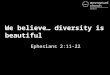We believe… diversity is beautiful Ephesians 2:11-22