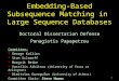 1 Embedding-Based Subsequence Matching in Large Sequence Databases Panagiotis Papapetrou Doctoral Dissertation Defense Committee: George Kollios Stan Sclaroff