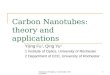 Institute of Optics, University of Rochester1 Carbon Nanotubes: theory and applications Yijing Fu 1, Qing Yu 2 1 Institute of Optics, University of Rochester