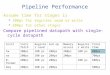 Pipeline Performance Assume time for stages is 100ps for register read or write 200ps for other stages Compare pipelined datapath with single-cycle datapath