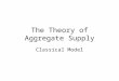 The Theory of Aggregate Supply Classical Model. Learning Objectives Understand the determinants of output. Understand how output is distributed. Learn