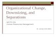 Organizational Change, Downsizing, and Separations MGTO 231 Human Resources Management Dr. Jeroen KUILMAN