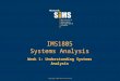 Copyright 2004 Monash University IMS1805 Systems Analysis Week 1: Understanding Systems Analysis