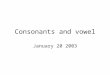 Consonants and vowel January 20 2003. Review where we’ve been We’ve listened to the sounds of “our” English, and assigned a set of symbols to them. We