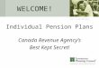 WELCOME! Individual Pension Plans Canada Revenue Agency’s Best Kept Secret!