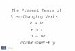 The Present Tense of Stem-Changing Verbs: e  ie e  i o  ue double vowel  y
