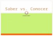SHOWDOWN! Saber vs. Conocer. Both verbs mean “to know” We use them in different situations. Let’s look at their verb charts first so we know how to conjugate…