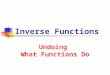 Inverse Functions Undoing What Functions Do. 6/1/2013 Inverse Functions 2 One-to-One Functions Definition A function f is a one-to-one function if no