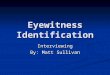 Eyewitness Identification Interviewing By: Matt Sullivan