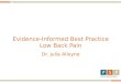Evidence-Informed Best Practice Low Back Pain Dr. Julia Alleyne