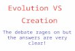The debate rages on but the answers are very clear! Evolution VS Creation