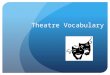 Theatre Vocabulary. Drama The dramatic tradition which began with primitive people nearly 3000 years ago. Comes from a Greek word meaning “to act” or