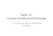 Topic 11: Human Health and Physiology 11.1 Defense Against Infectious Diseases