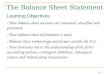 The Balance Sheet Statement Learning Objectives 1. How balance sheet accounts are measured, classified and presented. 2. How balance sheet information