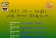 Unit 10 â€“ Logic and Venn Diagrams Presentation 1Venn Diagrams: Example Presentation 2Venn Diagrams: Key Definitions Presentation 3Venn Diagrams: Illustrating