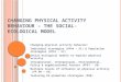 C HANGING P HYSICAL A CTIVITY B EHAVIOUR – THE SOCIAL - ECOLOGICAL MODEL Changing physical activity behavior: Individual strategies (PP44 – 51) & Population