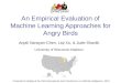 An Empirical Evaluation of Machine Learning Approaches for Angry Birds Anjali Narayan-Chen, Liqi Xu, & Jude Shavlik University of Wisconsin-Madison Presented