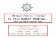 HINGHAM PUBLIC SCHOOLS FY 2014 BUDGET PROPOSAL FROM THE ADMINISTRATIVE TEAM January 17, 2013 SPECIAL EDUCATION 2100B, 2300B, 2350B, 2400B, 2700B, 2800B,