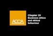 Chapter 15 Business ethics and ethical behaviour
