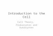 Introduction to the Cell Cell Theory, Prokaryotes and Eukaryotes