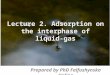 Lecture 2. Adsorption on the interphase of liquid-gas Prepared by PhD Falfushynska Halina